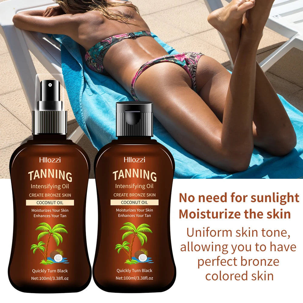 Hindistan Cevizi Bronzlaştırıcı Yağ 100ml — Güneşsiz Bronzlaştırıcı ve Yoğunlaştırıcı Yağ ile Güneş Öpücüğü Yaz Parıltısı