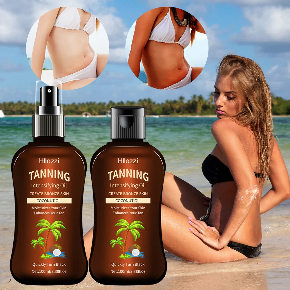 Hindistan Cevizi Bronzlaştırıcı Yağ 100ml — Güneşsiz Bronzlaştırıcı ve Yoğunlaştırıcı Yağ ile Güneş Öpücüğü Yaz Parıltısı