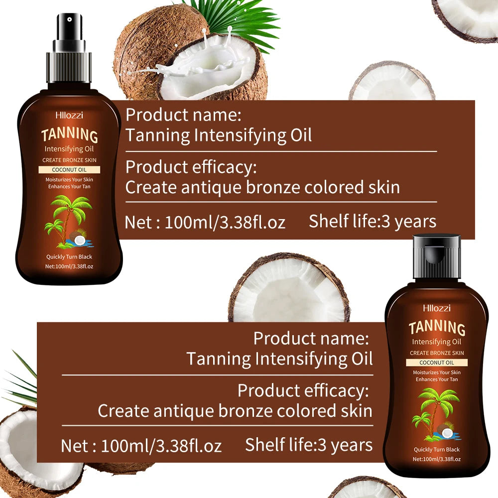 Coconut Tanning Oil 100ml — Sunless Tanner & Intensifying Oil for a Sun-Kissed Summer Glow