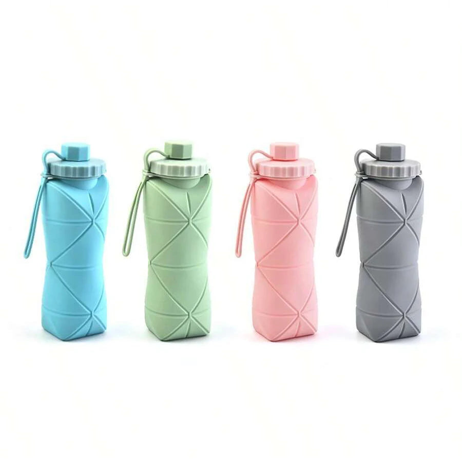 1Pc 600mlLarge Collapsible Silicone Cup-Portable Travel Water Bottle for Outdoor, Food-Grade with Fresh Colors, Foldable Design