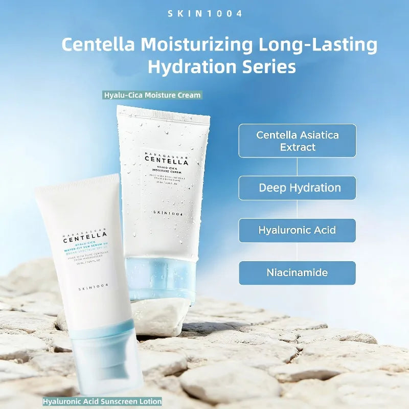 Korean Centella Hyalu-Cica Sun Serum SPF50 & Moisture Cream Set — Soothing K-Beauty Duo