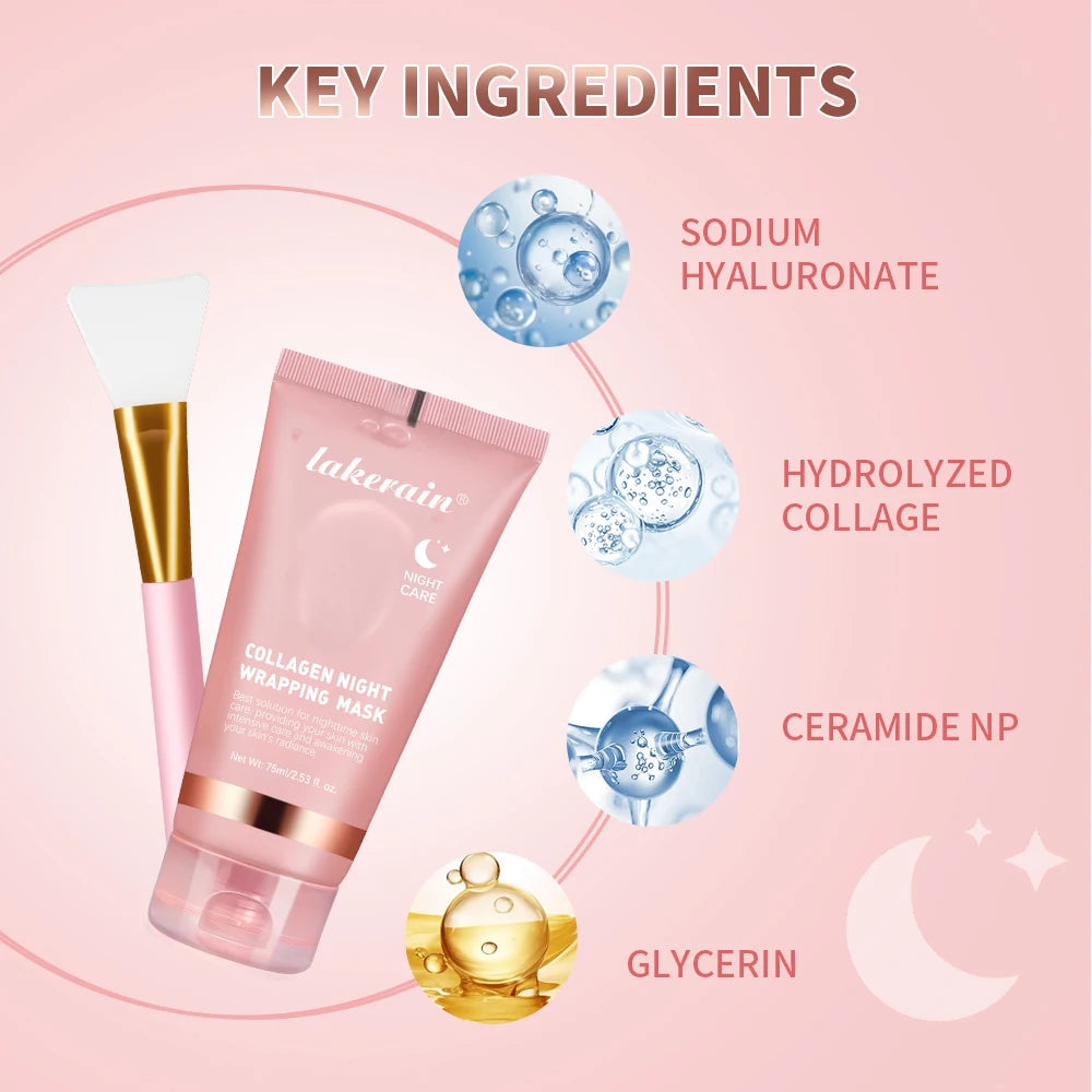 Korean Collagen Wrapping Mask & Brush Set — Rejuvenating, Brightening & Moisturising Face Mask