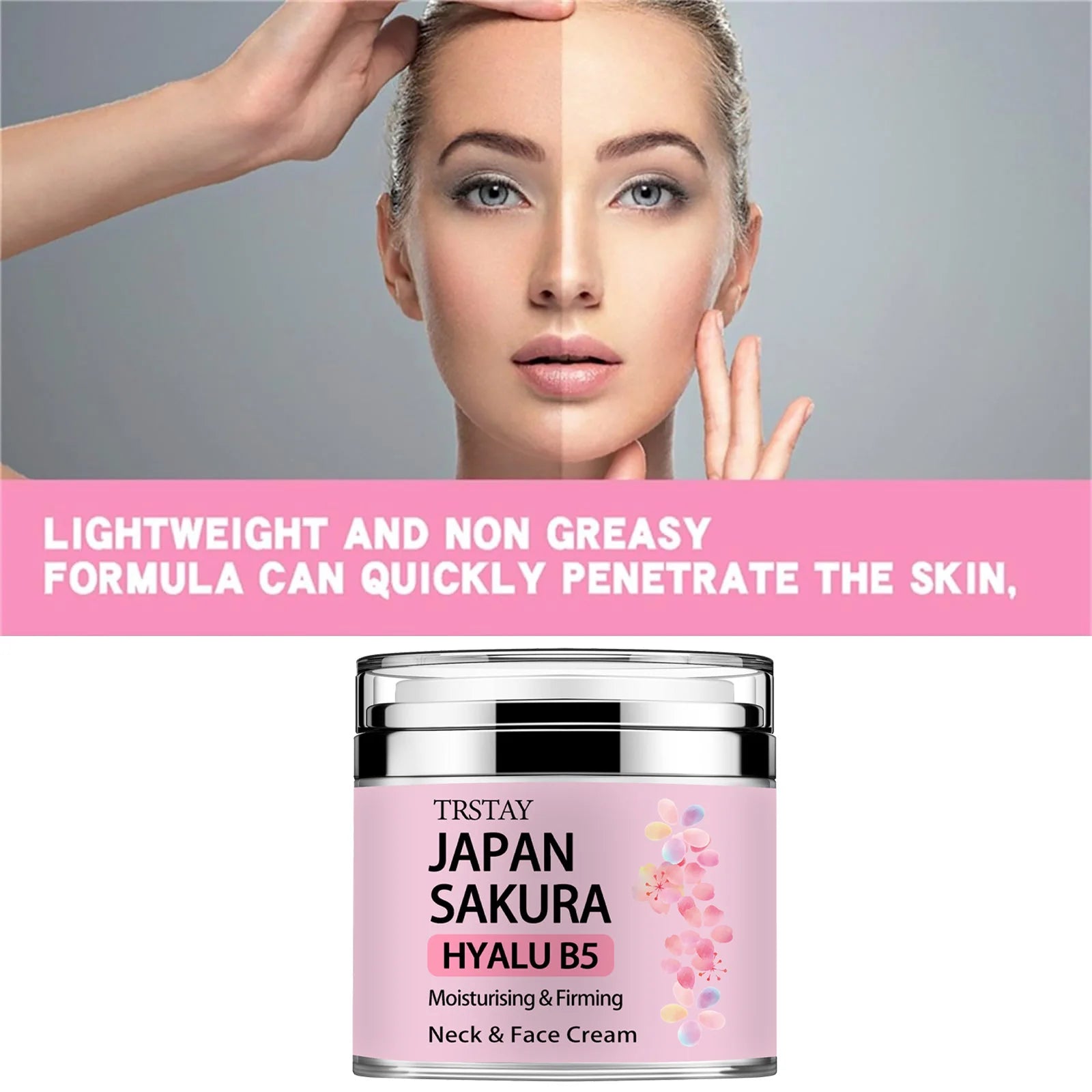 Japan Sakura Tone-Up Essence Cream — Brightening & Hydrating with Hyaluronic Acid