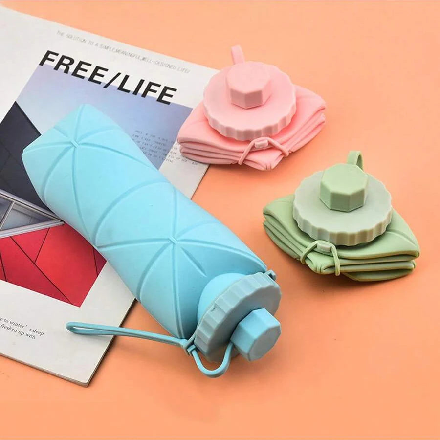 1Pc 600mlLarge Collapsible Silicone Cup-Portable Travel Water Bottle for Outdoor, Food-Grade with Fresh Colors, Foldable Design
