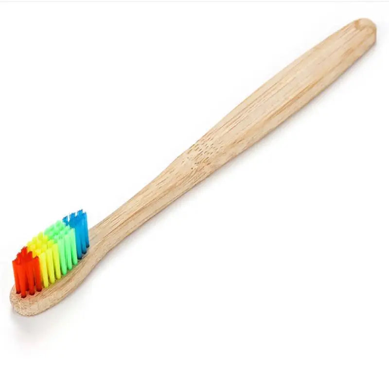 10pcs Rainbow Bamboo Toothbrush Set — Eco-Friendly, Soft Bristle Mouth Care