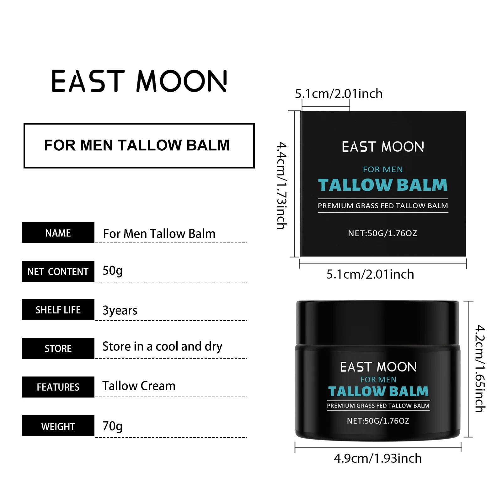 Organic Grass-Fed Beef Tallow Balm with Raw Honey — Soothing, Anti-Aging Night Cream for Dry & Cracked Skin