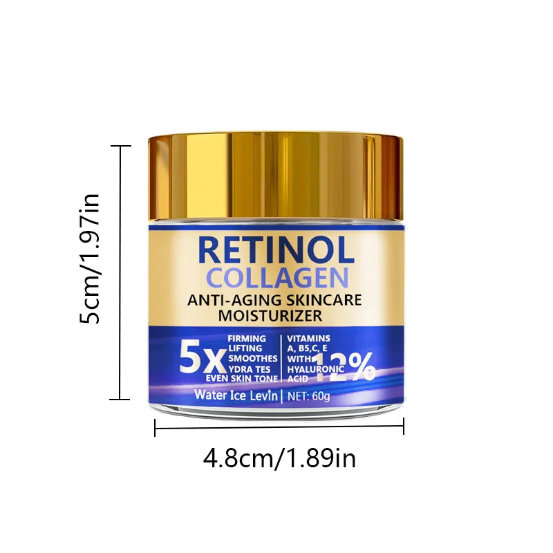 Retinol & Collagen Face Cream 60g — Anti-Aging Firming Moisturiser with Hyaluronic Acid