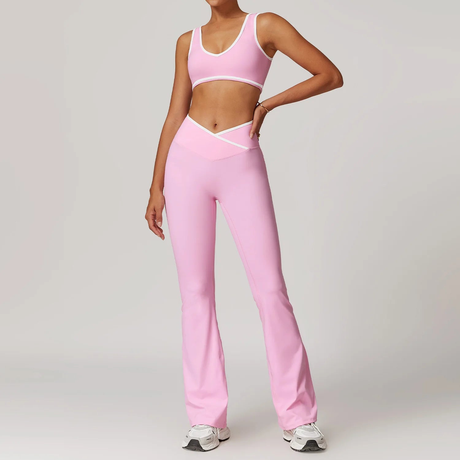 Yoga Set 2 Pieces Workout Outfits Fitness Sportswear Gym Tracksuit High Waist Leggings Sports Bra Athletic Wear Women Clothes