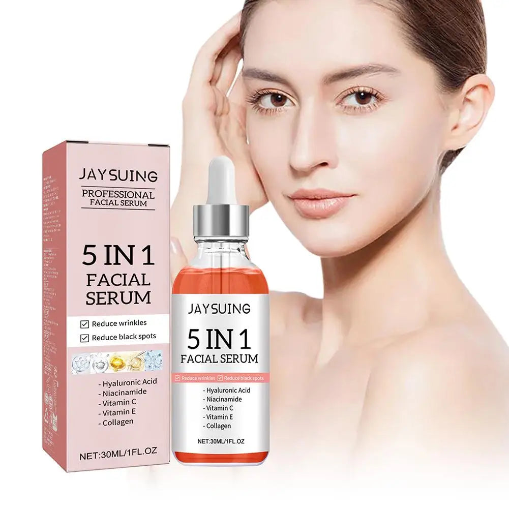 5-in-1 Vitamin C & Hyaluronic Acid Face Serum — Brighten, Firm, Hydrate & Shrink Pores