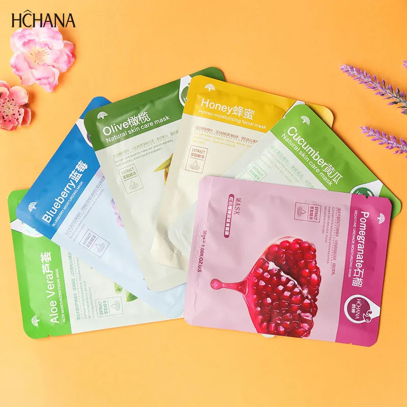 30pcs Fresh Fruits Facial Sheet Masks — Moisturising, Firming & Hydrating Korean Skin Care
