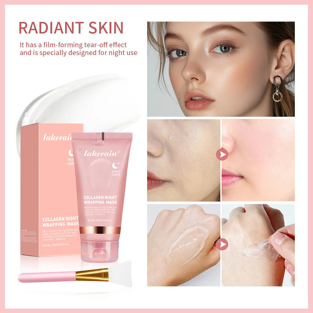 Korean Collagen Wrapping Mask & Brush Set — Rejuvenating, Brightening & Moisturising Face Mask