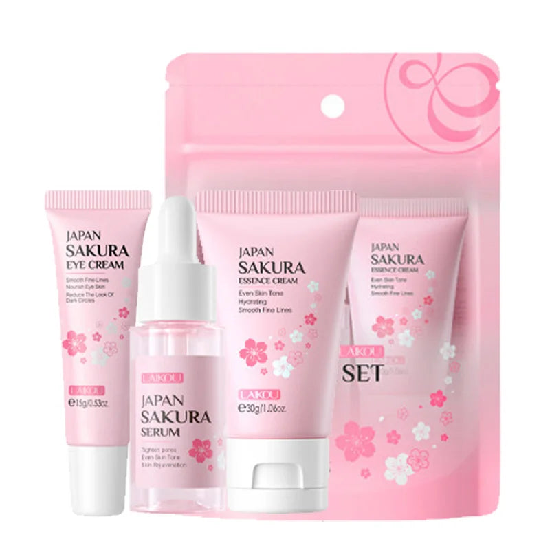 LAIKOU Vitamin C Skincare Set 3pcs — Face Cream, Serum & Eye Cream for Brightening & Anti-Wrinkle