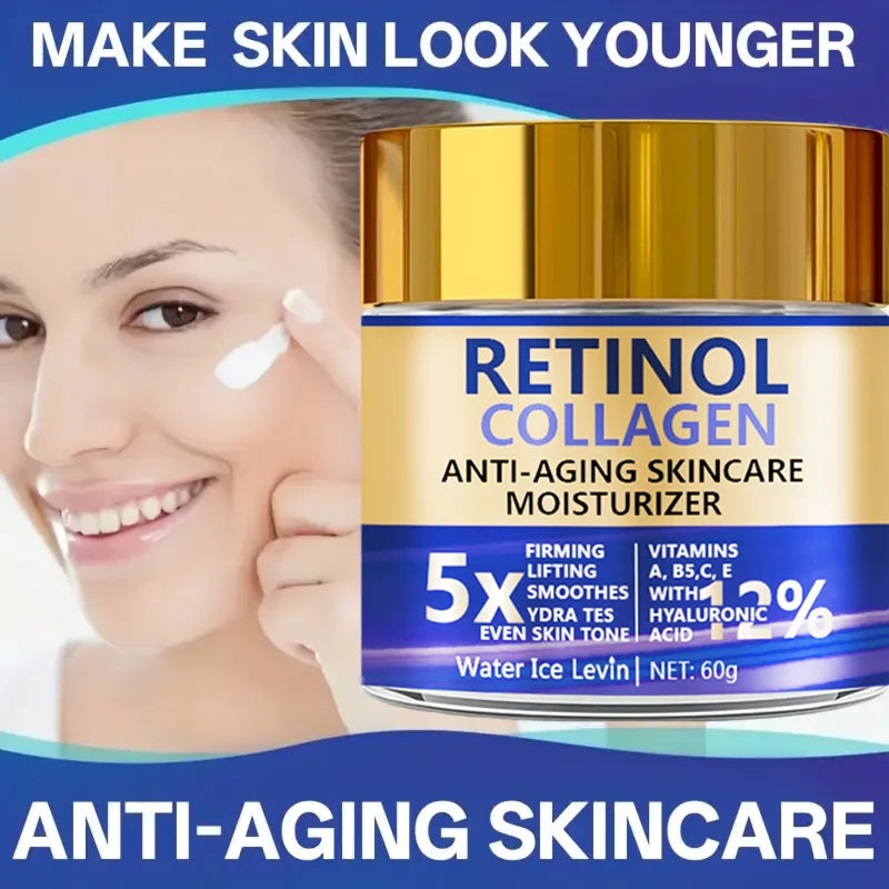 Retinol & Collagen Face Cream 60g — Anti-Aging Firming Moisturiser with Hyaluronic Acid