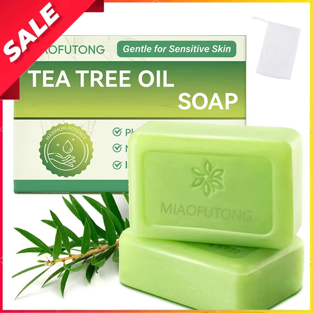 Tea Tree Soap Bar — Natural Antibacterial Cleanser for Body & Skin with Gentle Exfoliation