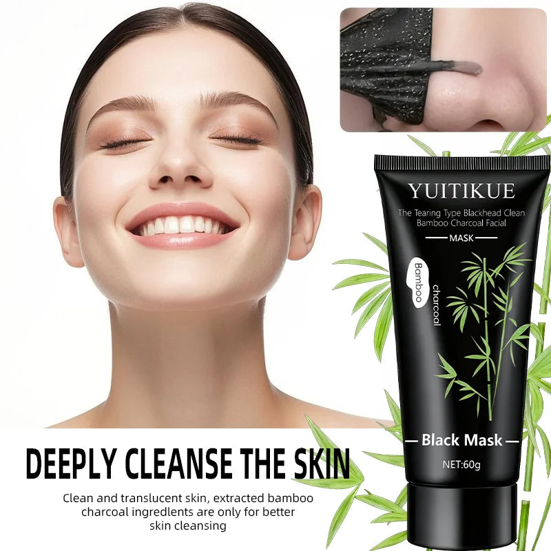YUITIKUE Bamboo Charcoal Black Peel-Off Mask 60g — Deep Cleanse & Blackhead Removal for Clear Skin