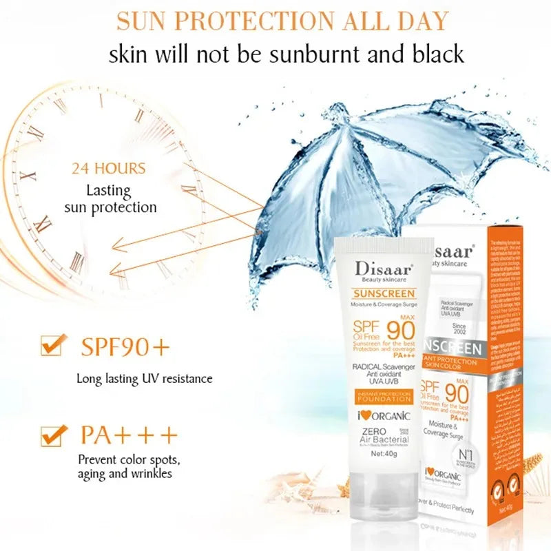 SPF 90+ Waterproof Facial Sunscreen — Broad Spectrum UVA & UVB Protection for Daily Use
