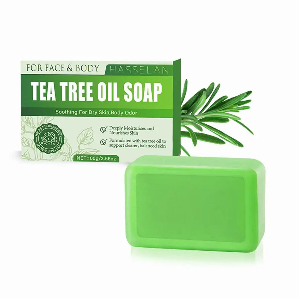 Tea Tree Soap Bar — Natural Antibacterial Cleanser for Body & Skin with Gentle Exfoliation