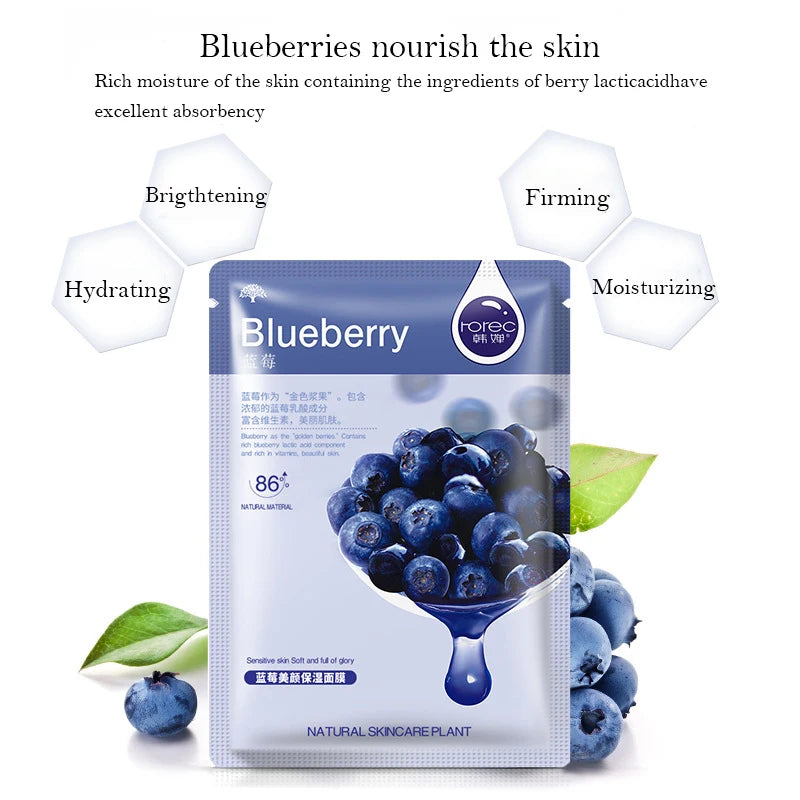 30pcs Fresh Fruits Facial Sheet Masks — Moisturising, Firming & Hydrating Korean Skin Care