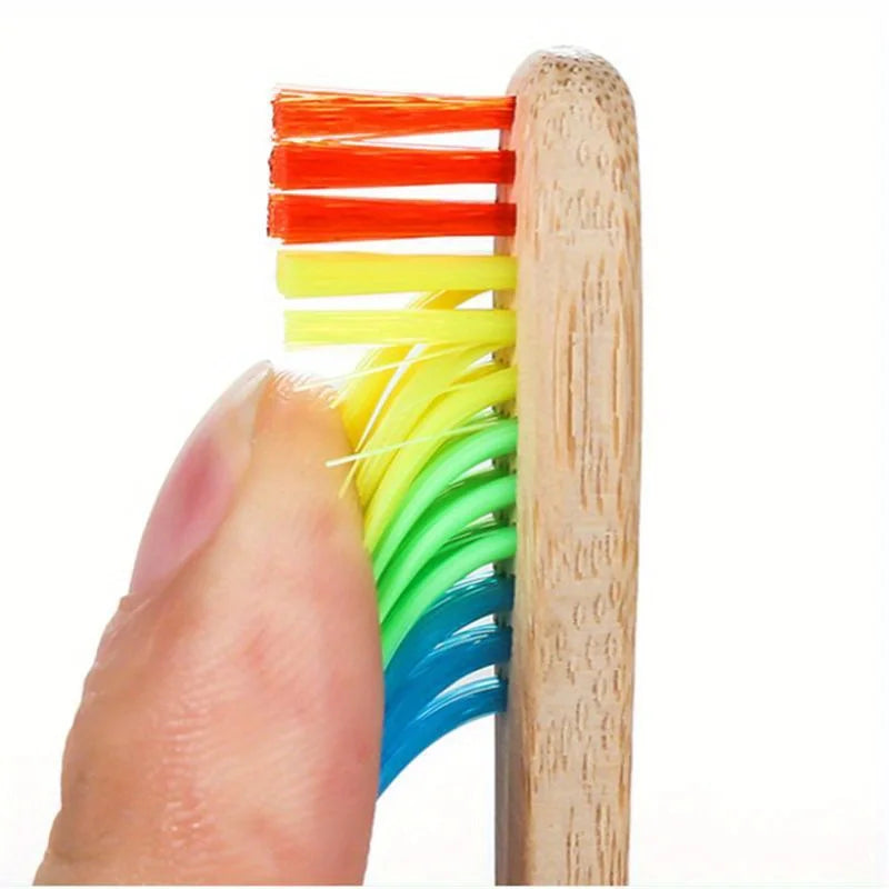 10pcs Rainbow Bamboo Toothbrush Set — Eco-Friendly, Soft Bristle Mouth Care