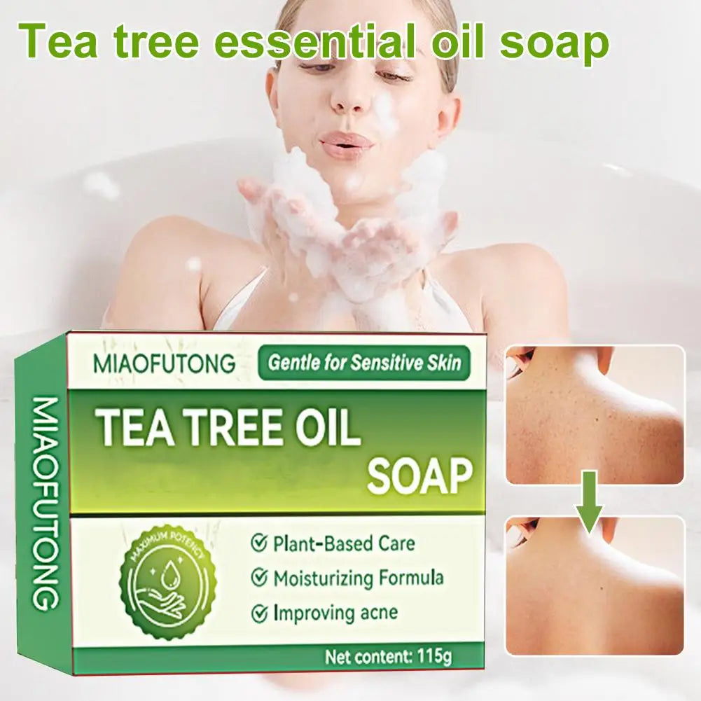 Tea Tree Soap Bar — Natural Antibacterial Cleanser for Body & Skin with Gentle Exfoliation
