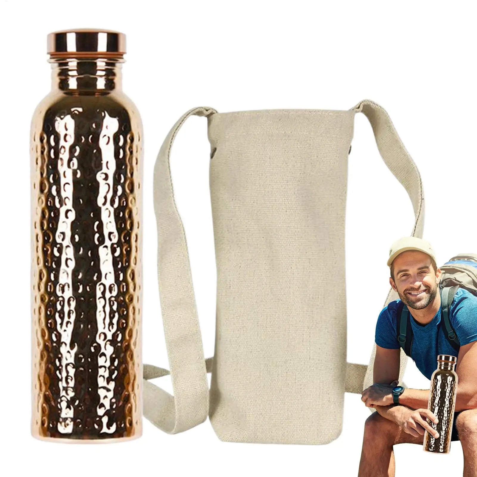 Copper Water Bottle for Drinking Leakproof Insulated Water Bottle Portable Leakproof 27Oz Cup for Hydration Gym Outdoor Hiking