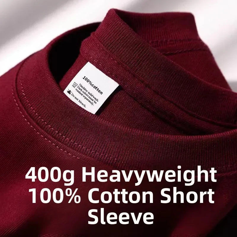 Heavyweight Pure Cotton T-Shirt — Unisex Loose Fit, Breathable & Comfortable Casual Tee
