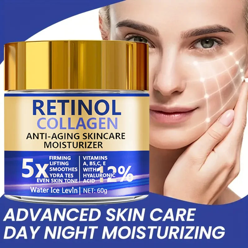 Retinol & Collagen Face Cream 60g — Anti-Aging Firming Moisturiser with Hyaluronic Acid