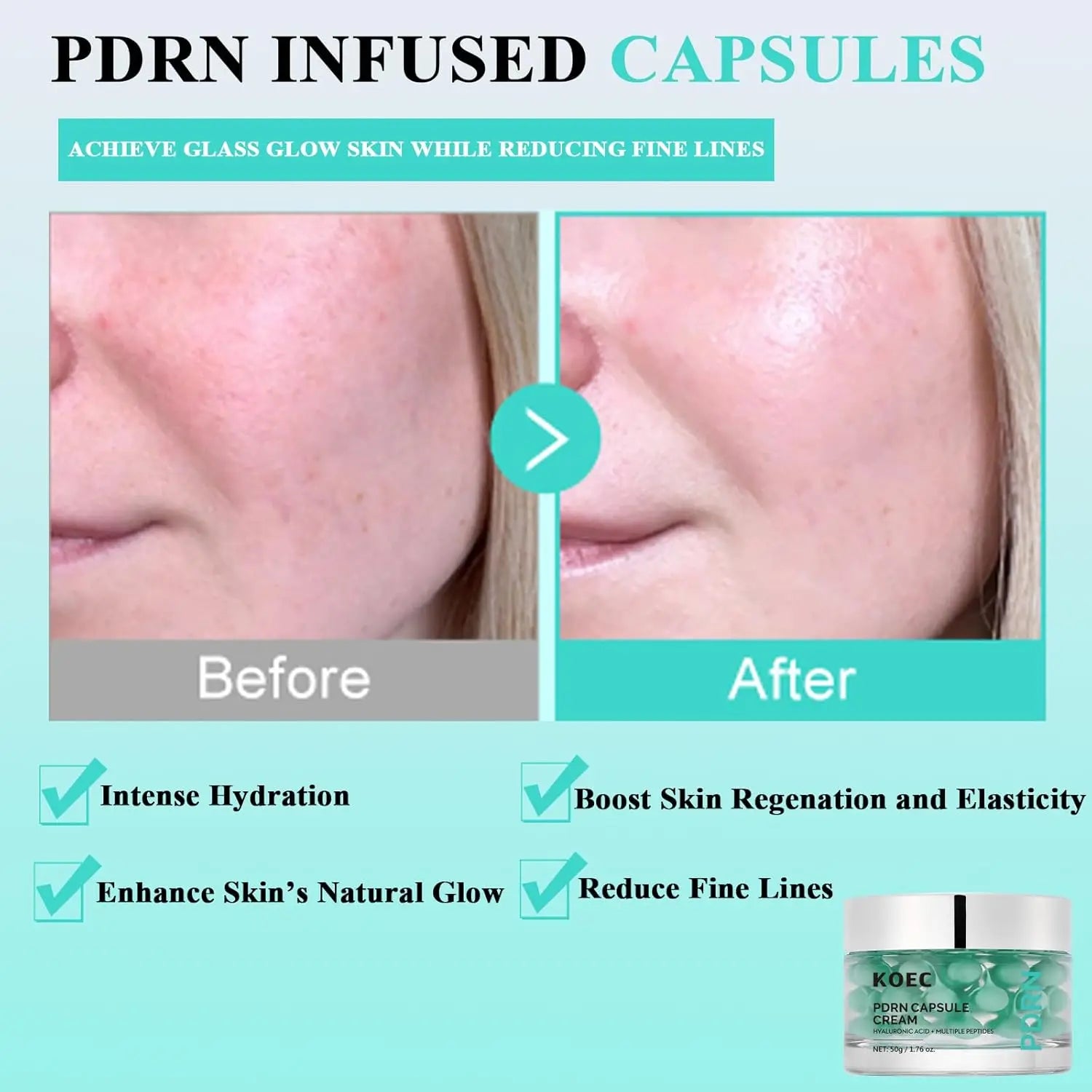 Face Moisturiser Capsule Cream with PDRN & Peptides — Anti-Aging, Radiance Boost & Deep Hydration