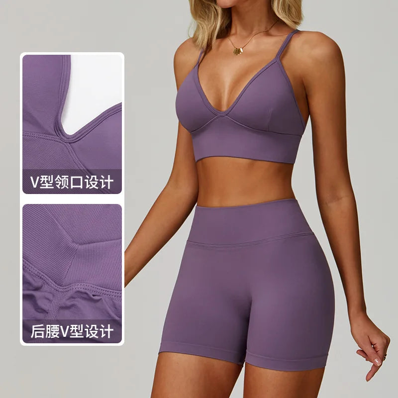 Yoga Set 2PCS Gym Clothes Women Tracksuit Workout Outfits Fitness Set Sportswear High Waist Leggings Sports Bra Athletic Wear