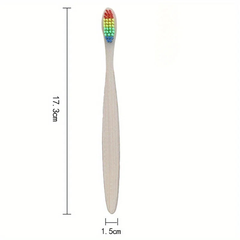 10pcs Rainbow Bamboo Toothbrush Set — Eco-Friendly, Soft Bristle Mouth Care