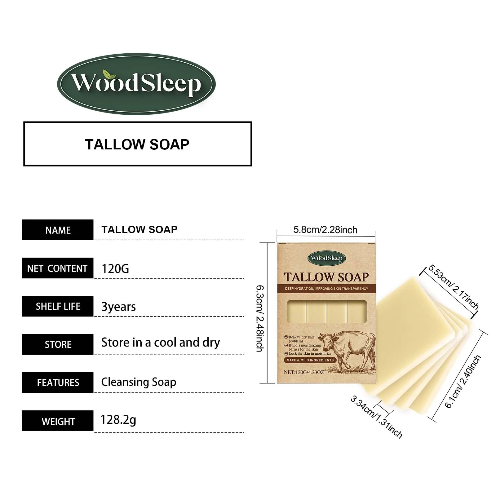 Organic Grass-Fed Beef Tallow Balm with Raw Honey — Soothing, Anti-Aging Night Cream for Dry & Cracked Skin