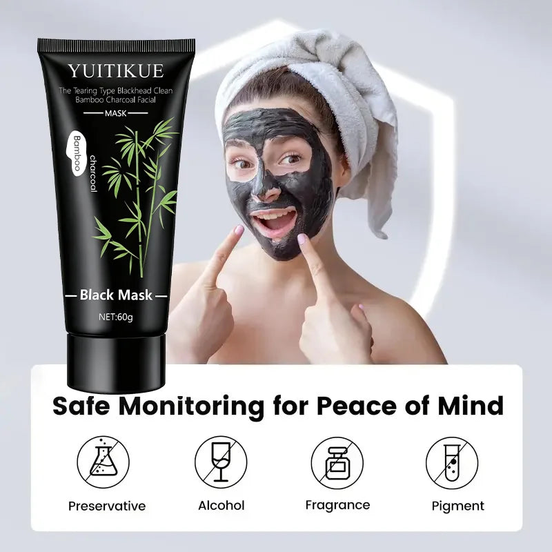 YUITIKUE Bamboo Charcoal Black Peel-Off Mask 60g — Deep Cleanse & Blackhead Removal for Clear Skin