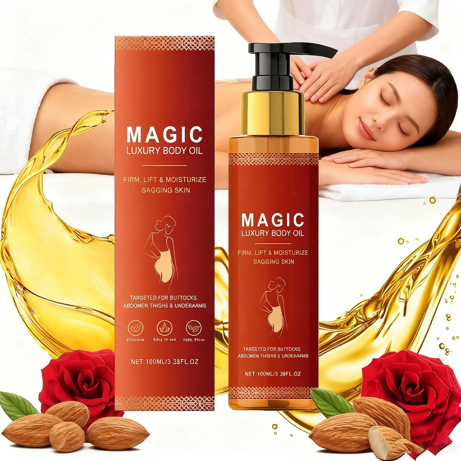Luxury Firming Body Oil — Anti-Wrinkle Moisturising Massage Oil for Silky, Toned Skin