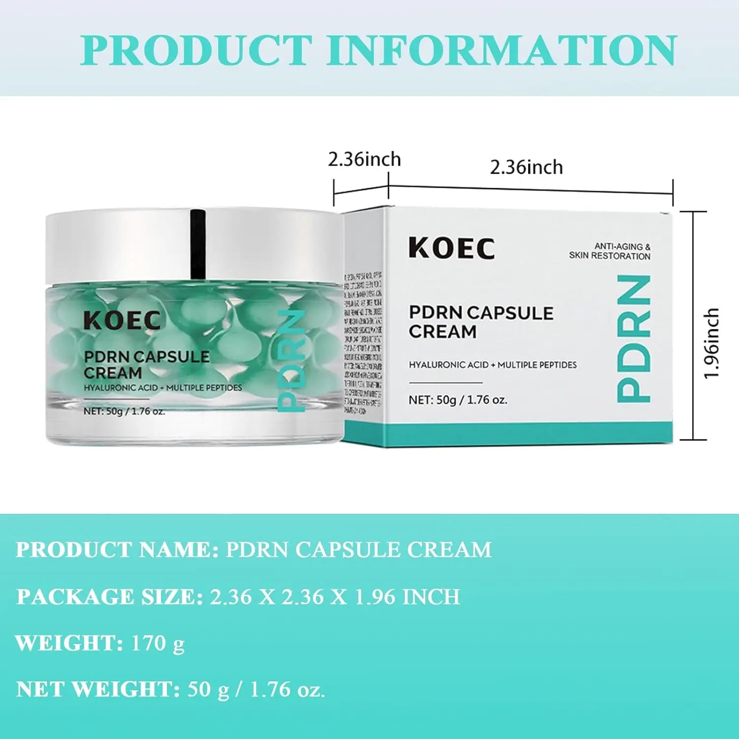 Face Moisturiser Capsule Cream with PDRN & Peptides — Anti-Aging, Radiance Boost & Deep Hydration