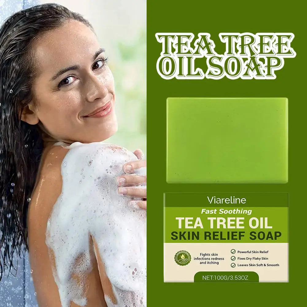 Tea Tree Soap Bar — Natural Antibacterial Cleanser for Body & Skin with Gentle Exfoliation