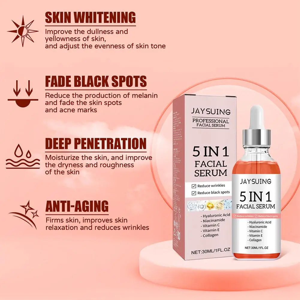 5-in-1 Vitamin C & Hyaluronic Acid Face Serum — Brighten, Firm, Hydrate & Shrink Pores