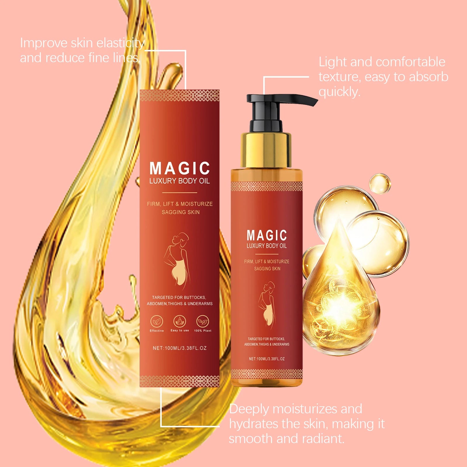 Luxury Firming Body Oil — Anti-Wrinkle Moisturising Massage Oil for Silky, Toned Skin
