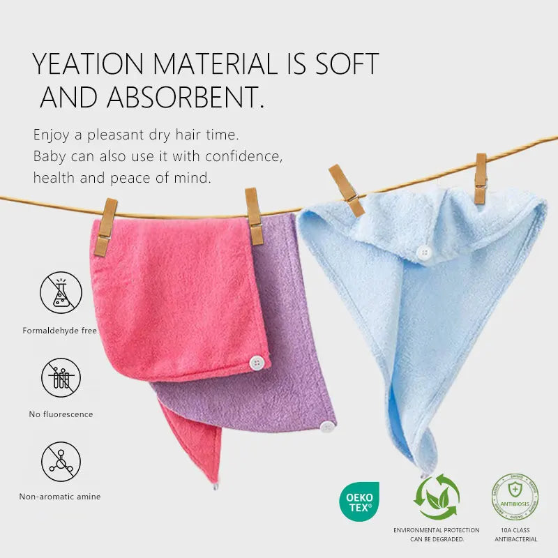 Bamboo Fiber Hair Towels Bath Head Turban Wrap Quick Drying Anti-Frizz Hair Towels For Drying Hair Women Girls Bathroom