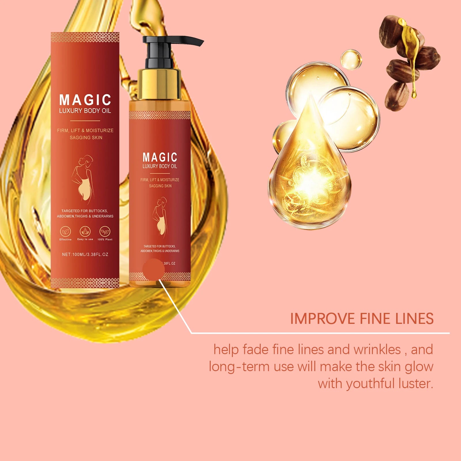 Luxury Firming Body Oil — Anti-Wrinkle Moisturising Massage Oil for Silky, Toned Skin