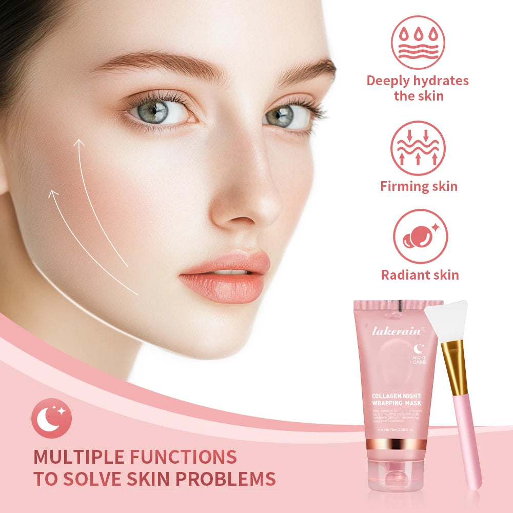 Korean Collagen Wrapping Mask & Brush Set — Rejuvenating, Brightening & Moisturising Face Mask