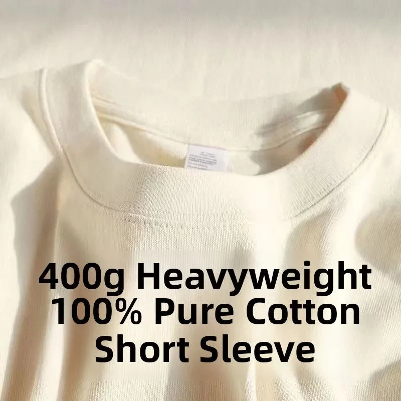Heavyweight Pure Cotton T-Shirt — Unisex Loose Fit, Breathable & Comfortable Casual Tee